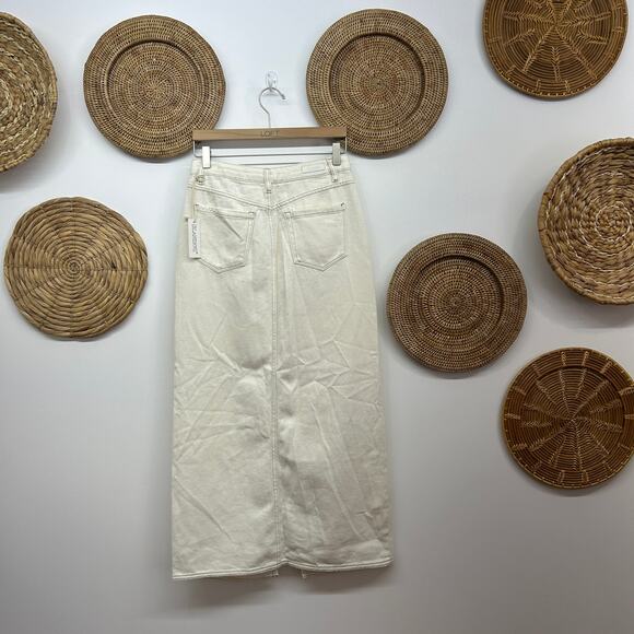 NEW Revolve Blank NYC Neutral Slit White Denim Long Maxi Jean Skirt 26 - Picture 2 of 6
